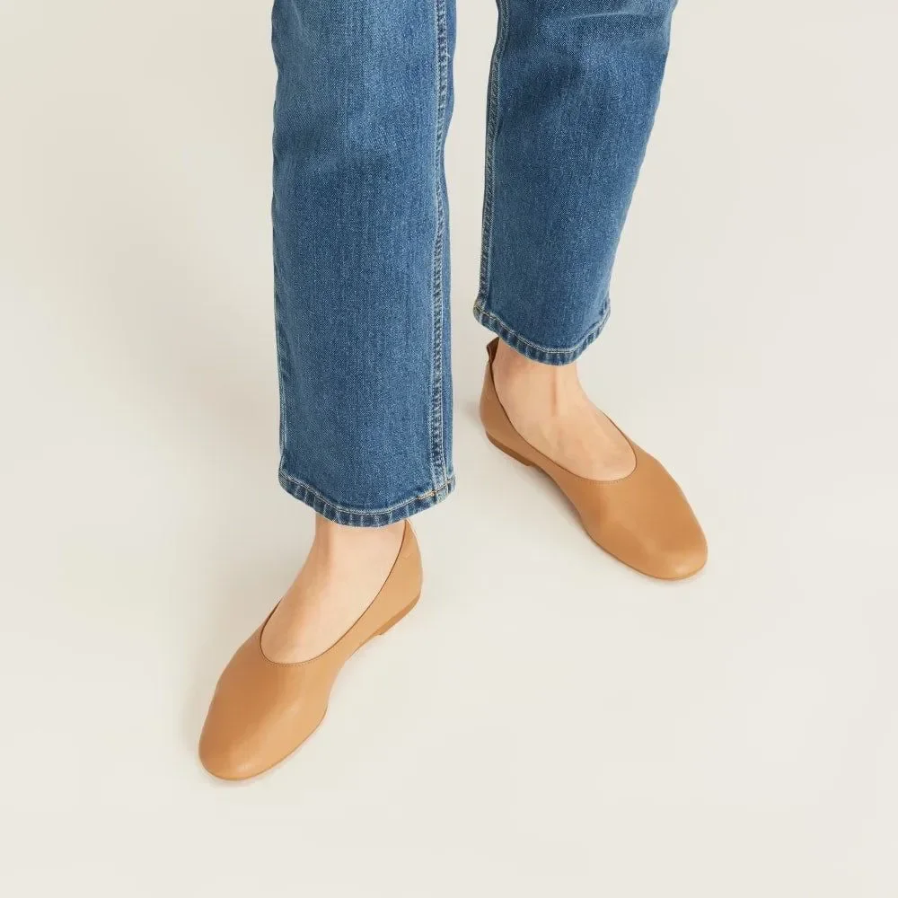 Everlane The Italian Leather Day Glove Caramel Ballets Flat Shoes Size 10.5 NWB
